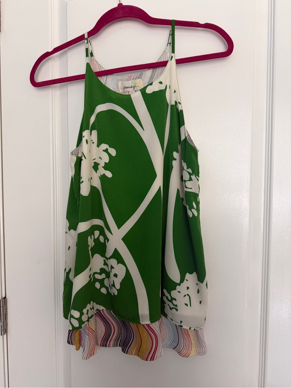 NWT Porridge Anthropologie Green Floral Layered Tank Top Size Small